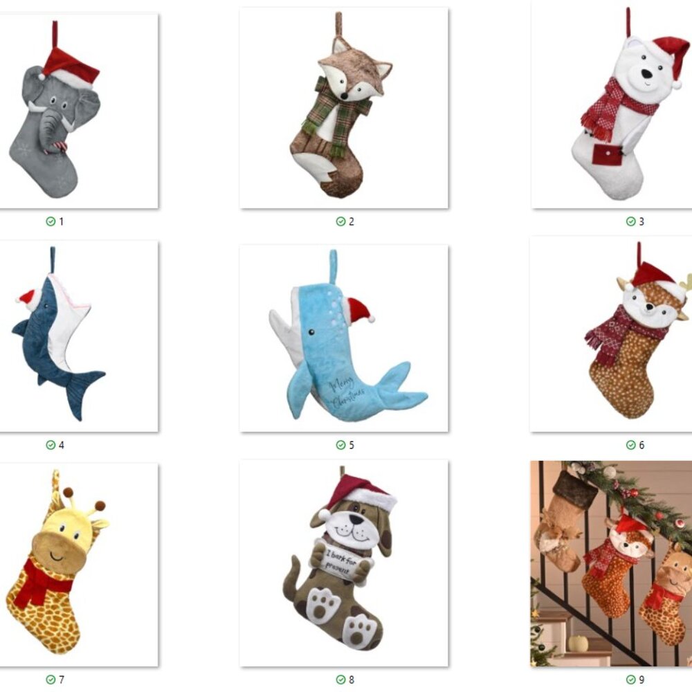 Bundle of 8 Valery Madelyn Christmas Stockings Decorations, Animals, 21 Inch